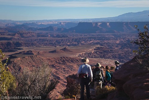 Hiking down the first section of the Gooseberry Trail, Island in the Sky, Canyonlands National Park, Utah