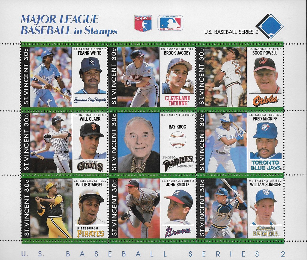 1989 St VIncent Stamp Sheet Series 2 (Frank White, Will Clark, Fred McGriff, etc))