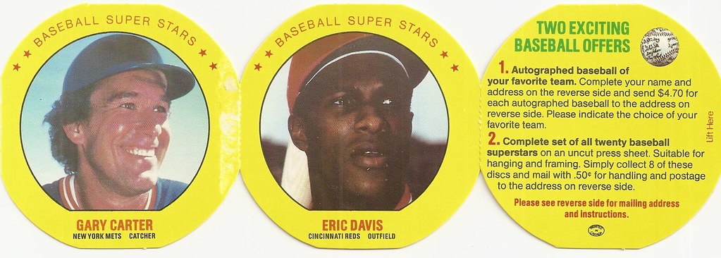 1987 MSA Baseball Superstars Disc Panel (Gary Carter, Eric Davis)
