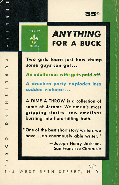 Berkley Books G-49 - Jerome Weidman - A Dime a Throw (back)