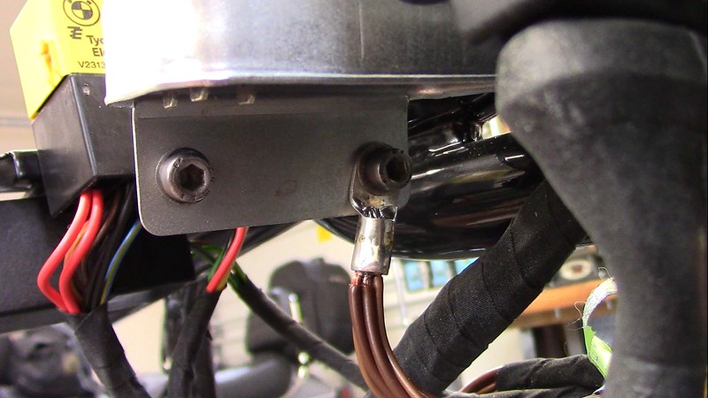 Frame Ground With BROWN Wires Attached To Voltage Regulator Mounting Bolt