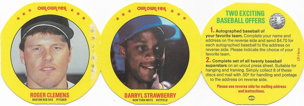 1987 MSA Our Own Tea Disc Panel (Roger Clemens, Darryl Strawberry)