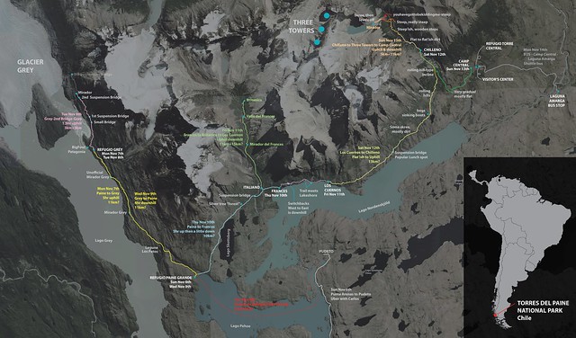 Patagonia Map Routes W-Trek