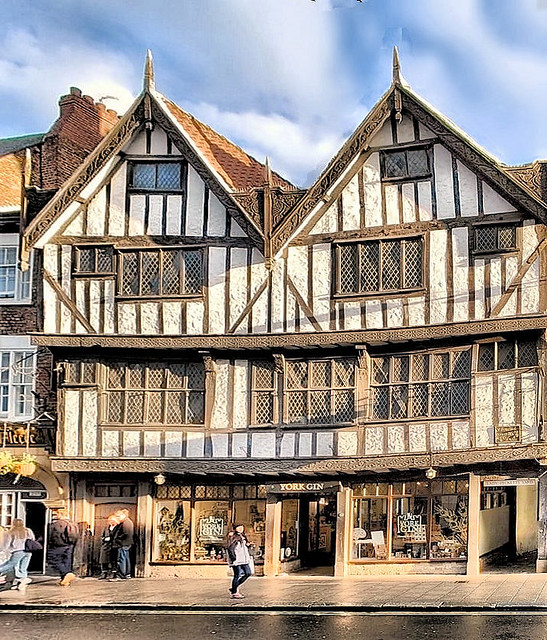 30. The Gin shop, Half timbered buildings, York, UK