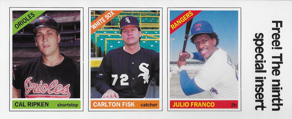 1991 Baseball Card Magazine Strip (Cal Ripken Jr, Calrton Fisk, Julio Franco)