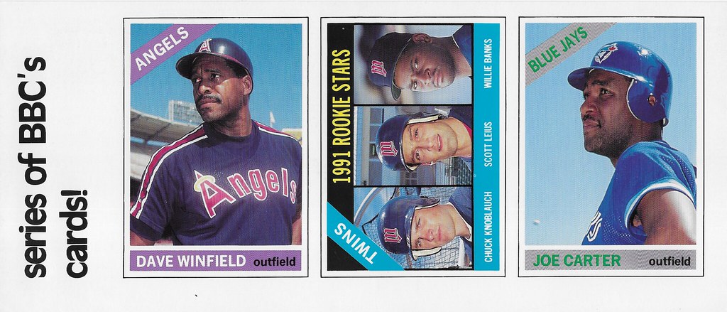 1991 Baseball Card Magazine Strip (Dave Winfield, Chuck Knoblauch, Willie Banks, Scott Leius, Joe Carter)