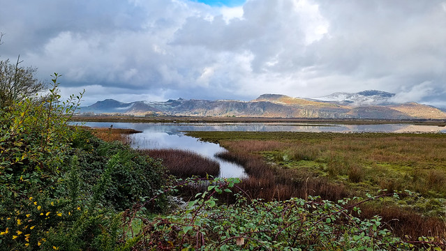 Looking over to Snowdonia from Porthmadog, Wales