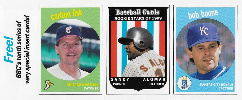 1989 Baseball Card Magazine Strip (Carlton Fisk, Sandy Alomar Jr, Bob Boone)