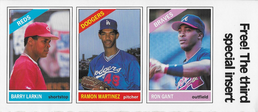 1991 Baseball Card Magazine Strip (Barry Larkin, Ramon Martinez, Ron Gant)