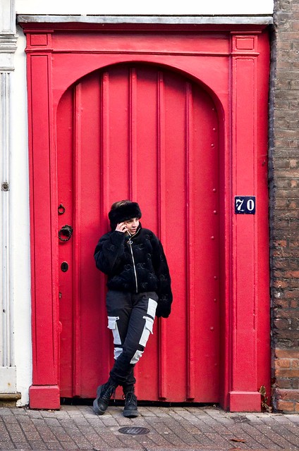 I'm outside the red door
