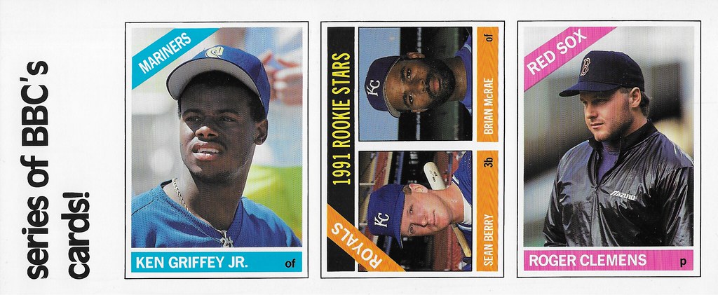 1991 Baseball Card Magazine Strip (Ken Griffey Jr, Brian McRae, Sean Berry, Roger Clemens)