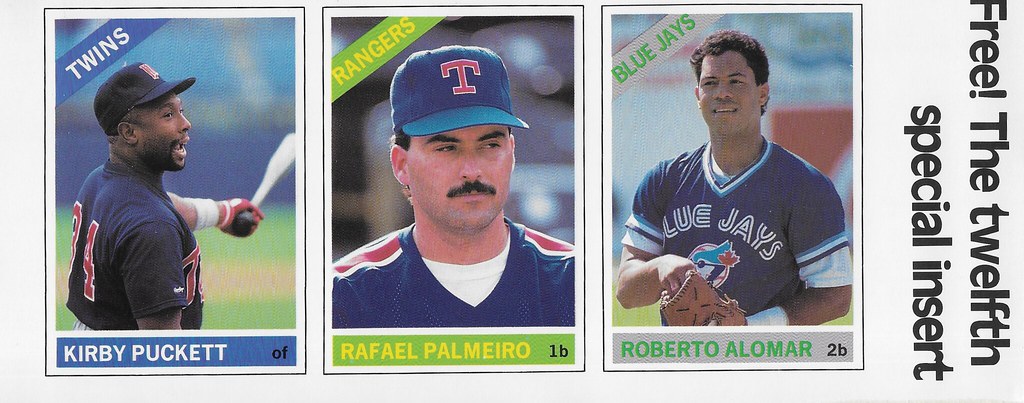 1991 Baseball Card Magazine Strip (Kirby Puckett, Rafael Palmeiro, Roberto Alomar)