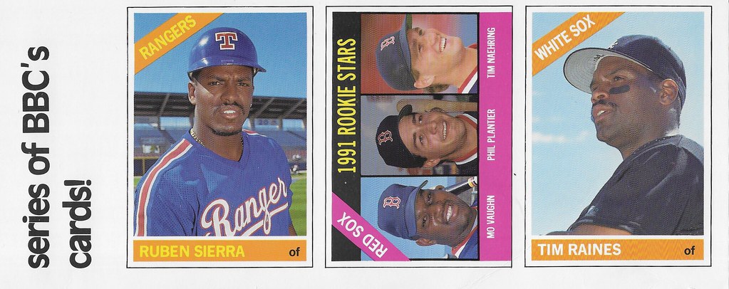 1991 Baseball Card Magazine Strip (Ruben Sierra, Mo Vaughn, Phil Plantier, Tim Naering, Tim Raines)
