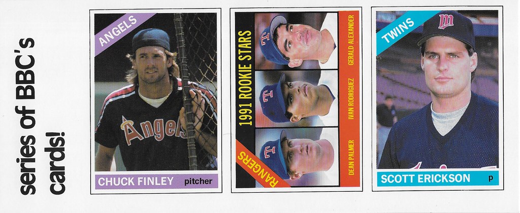 1991 Baseball Card Magazine Strip (Chuck Finley, Dean Palmer, Ivan Rodriguez, Gerald Alexander, Scott Erickson)