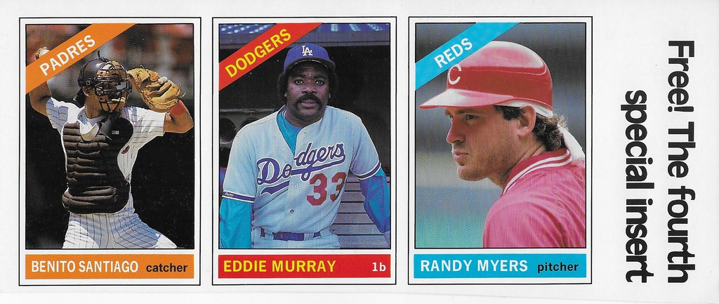 1991 Baseball Card Magazine Strip (Benito Santiago, Eddie Murray, Randy Meyers)