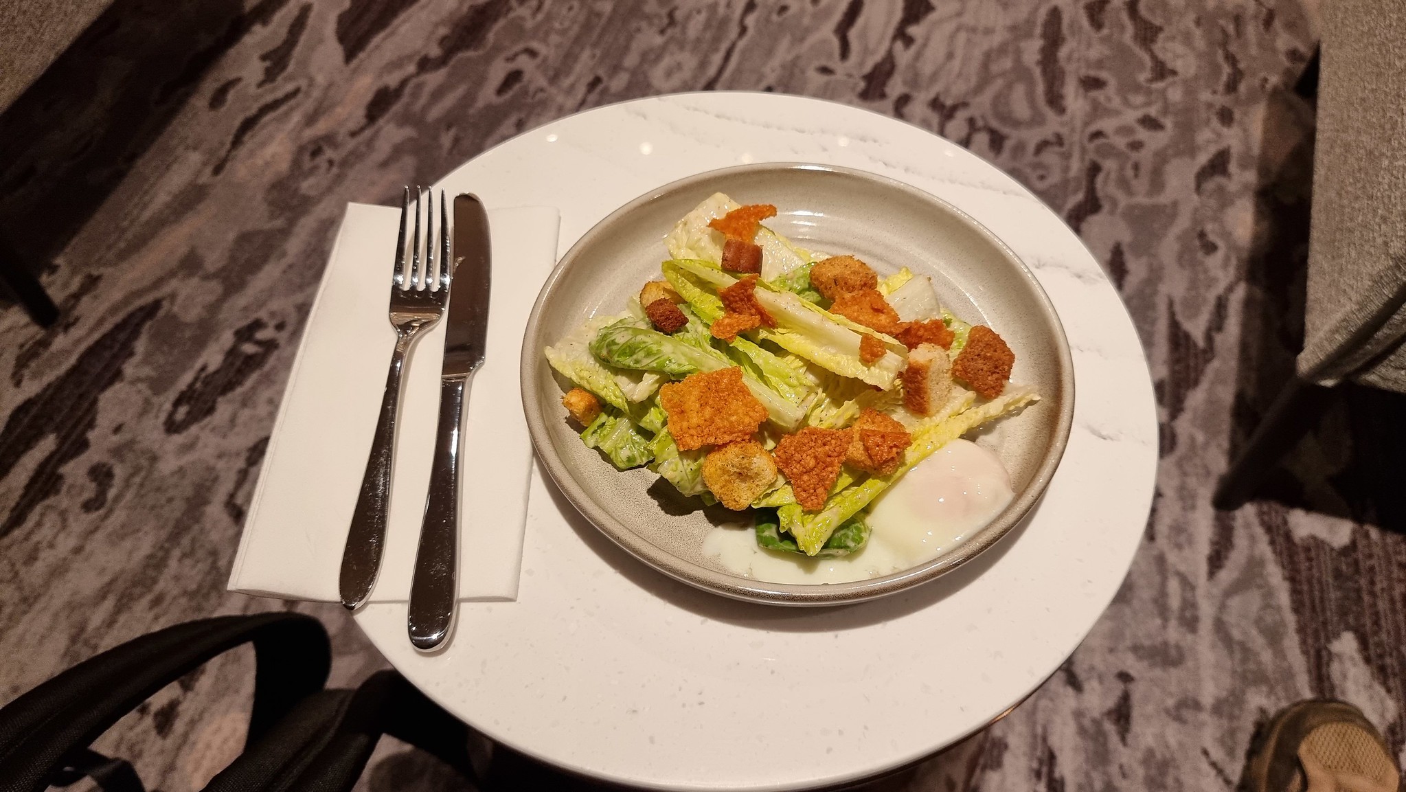 The Caesar salad in the Chelsea Lounge at JFK T8