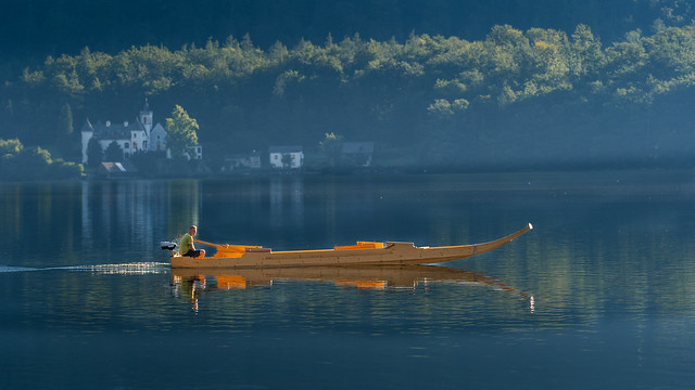 A boat in Hallstatt Lake