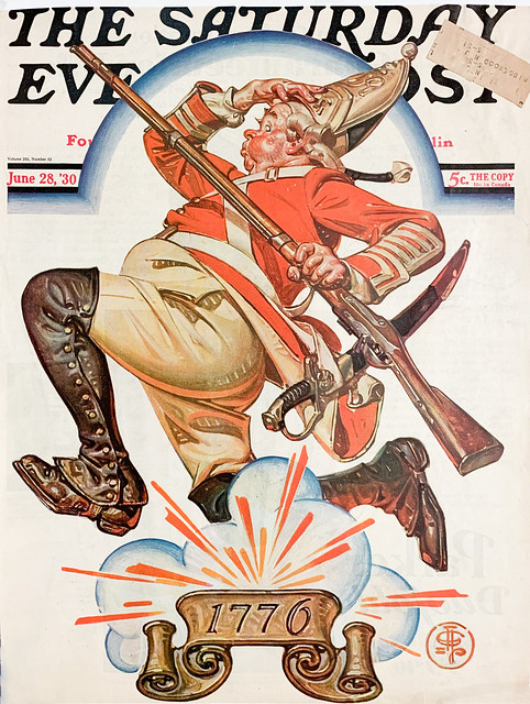 “Running Redcoat” by J. C. Leyendecker on the cover of “The Saturday Evening Post,” June 28, 1930.