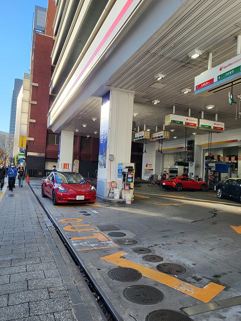 Tesla in Gas station