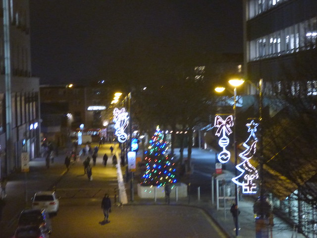 Christmas tree and lights on Edgbaston Street at the Bullring