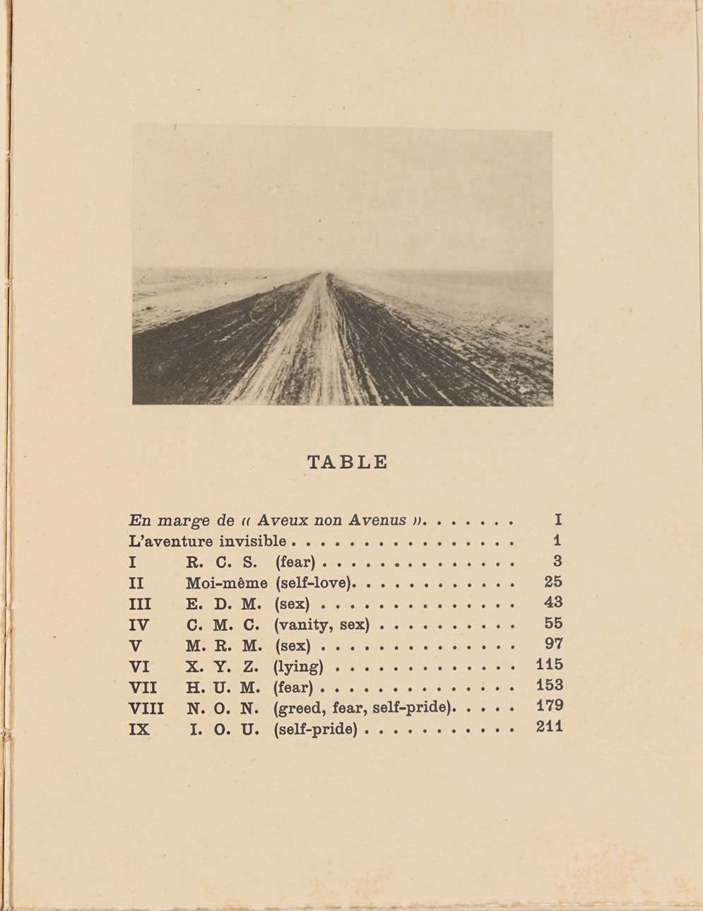 Claude Cahun :: Aveux non avenus, 1930, Paris: Éditions du Carrefour. [Index] | src Kunstmuseum Moritzburg