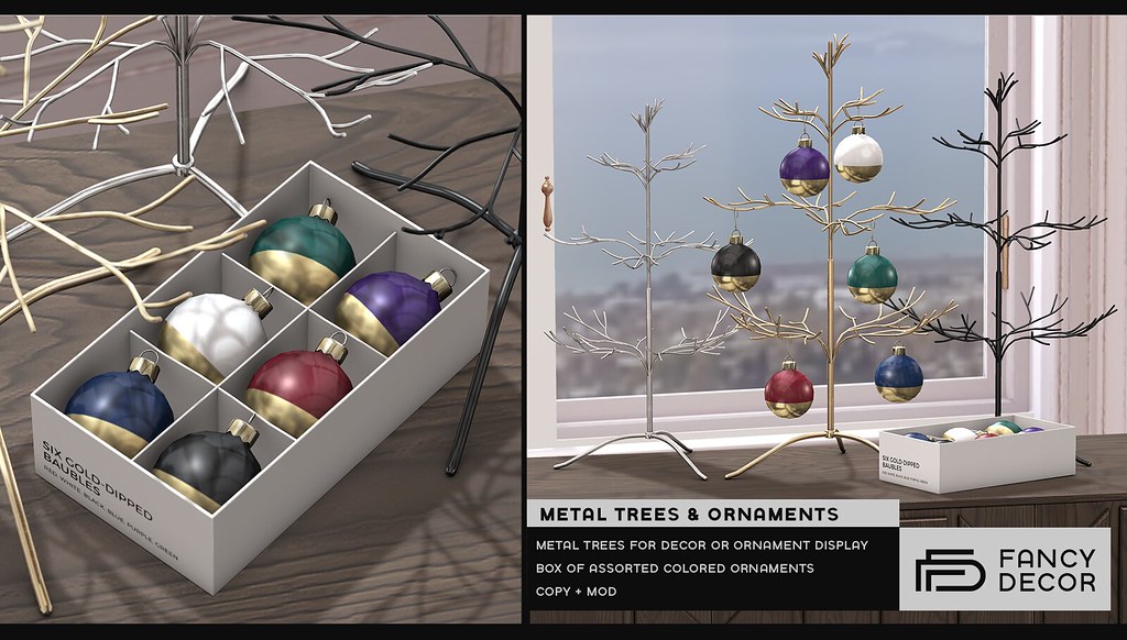 Fancy Decor – Metal Trees & Gold Dipped Ornaments @ ｅｑｕａｌ１０