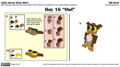 Advent 2022 MOC Day 16: Owl (Instructions page 3 of 3)
