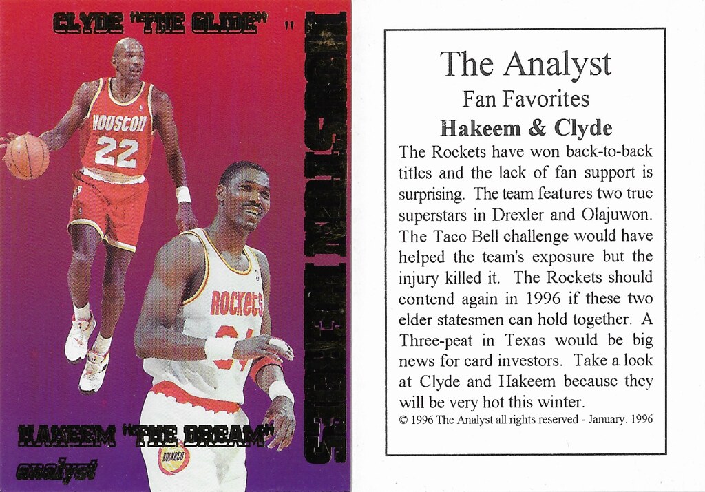 1996 Analyst Magazine Insert - Olajuwon, Hakeem and Drexler, Clyde (gold)