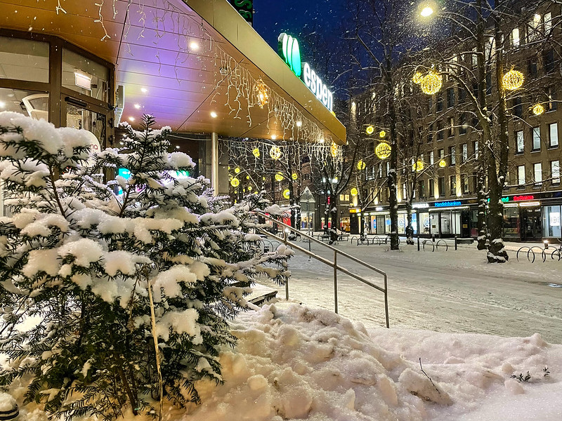 Vaasa downtown winter scene