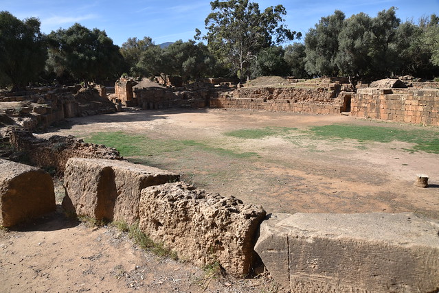 The amphitheatre with an elliptical arena, dated to the Severan period, Tipasa, Mauretania Caesariensis, Algeria