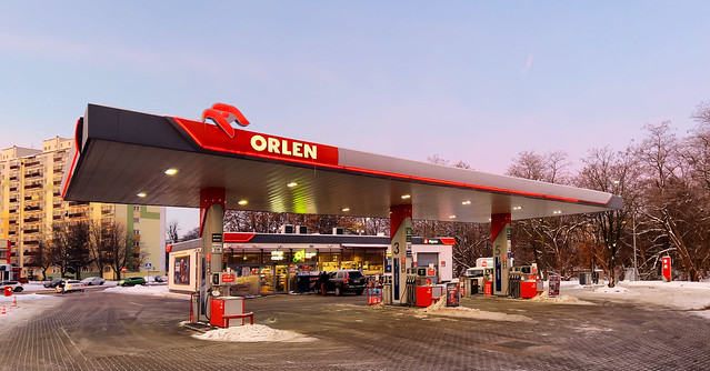 ORLEN gas station at dawn