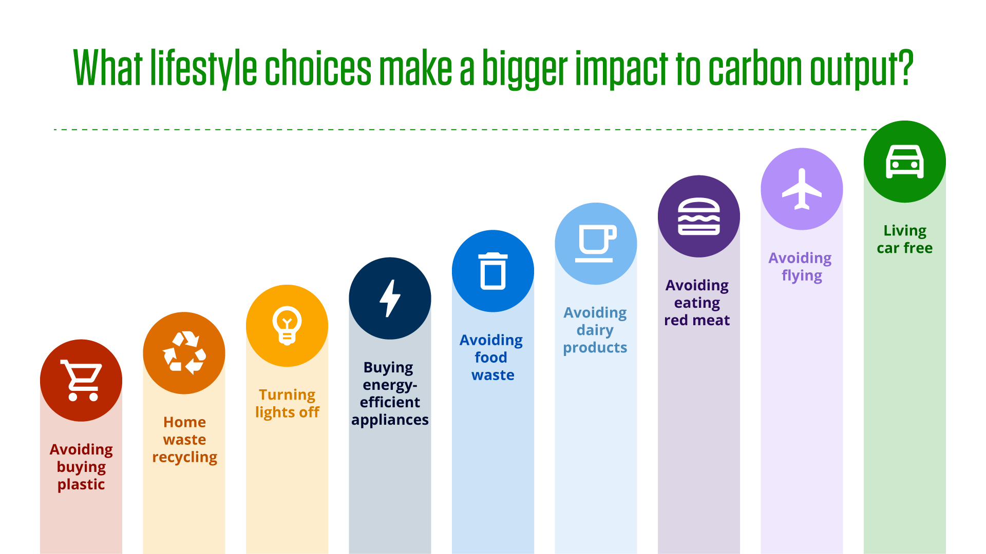 Graph of impact of lifestyle changes to carbon output