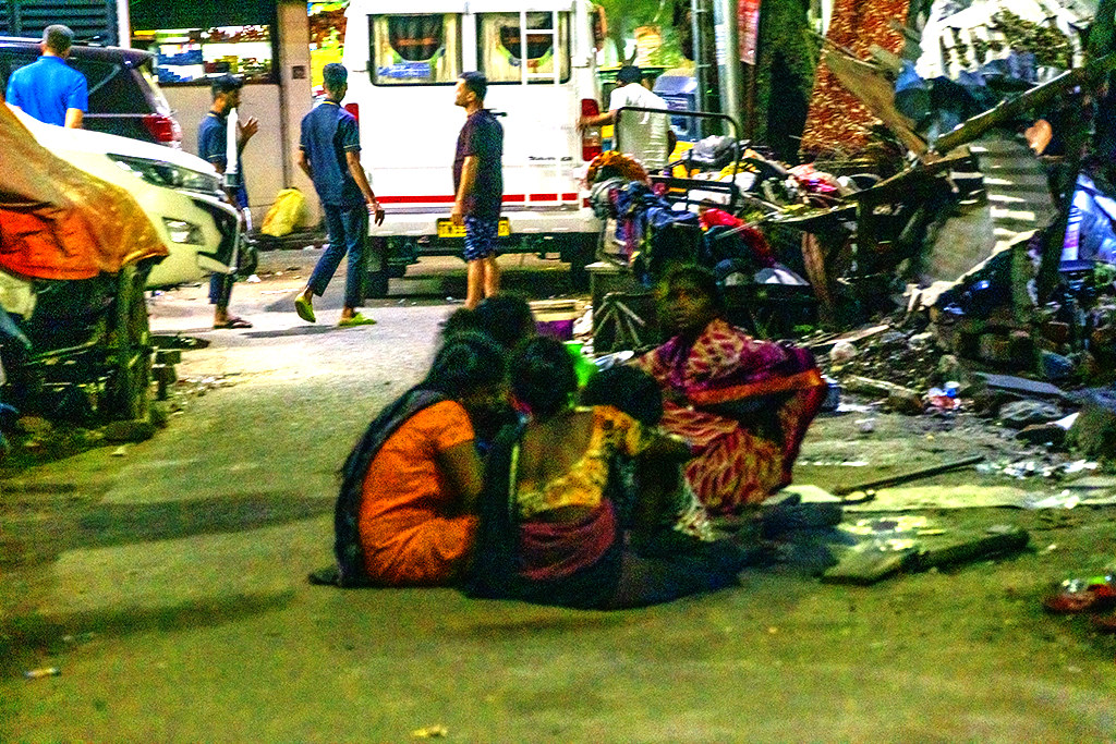 Shack dwellers or homeless outside hotel on VV Koil on 12-20-22--Chennai copy