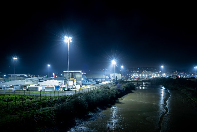 Nighttime at the Port of Newhaven