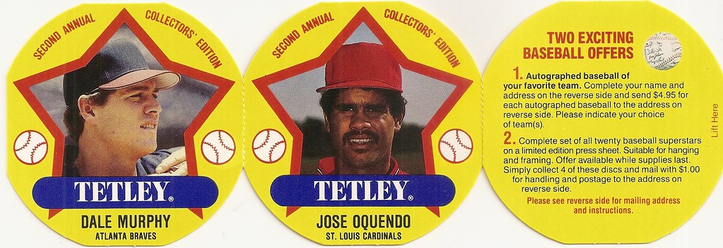 1989 MSA Tetley Tea Disc Panel (Dale Murphy, Jose Oquendo)
