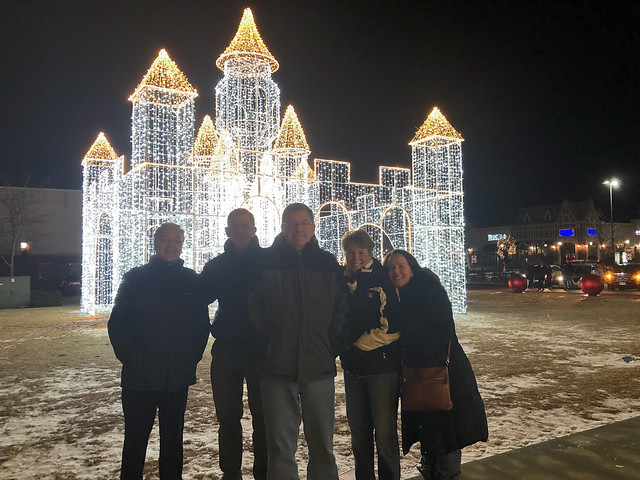 De Geus and McClure families, Christmas lights at The Arboretum, South Barrington, Illinois
