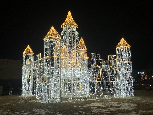 Christmas castle, lights at The Arboretum, South Barrington, Illinois