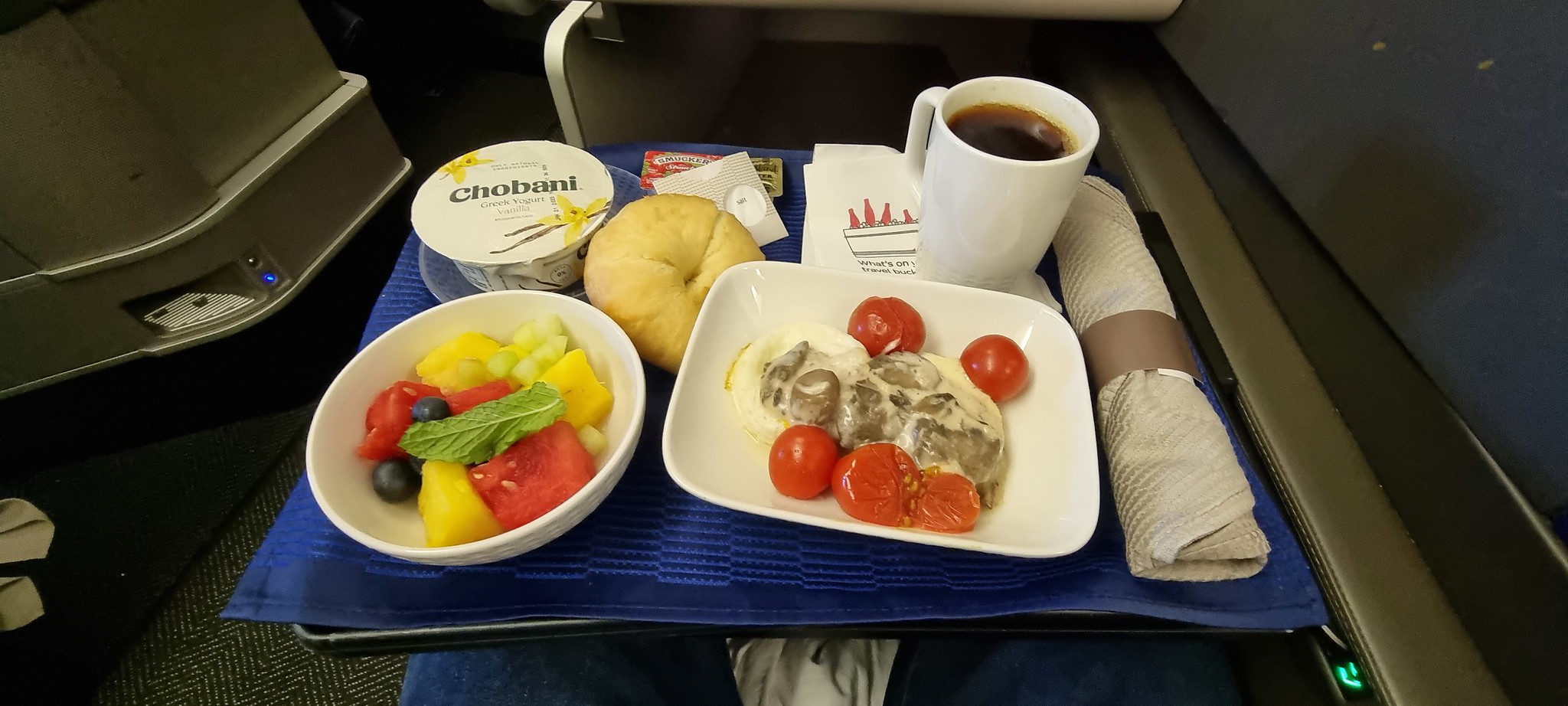 A very mixed breakfast served on board the UA flight back to Heathrow