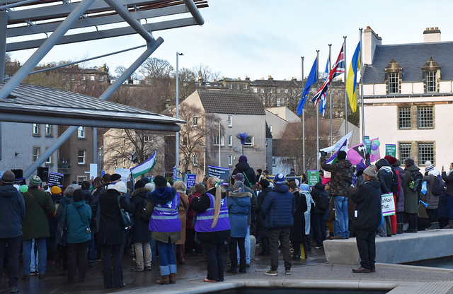 Edinburgh: Gender reform demo outside the Parliament