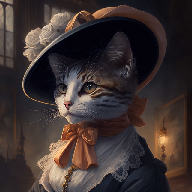 Lady Tabby with a nice hat