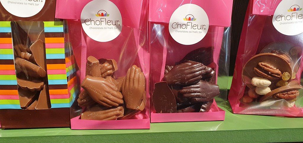 Las manos de Amberes de chocolate