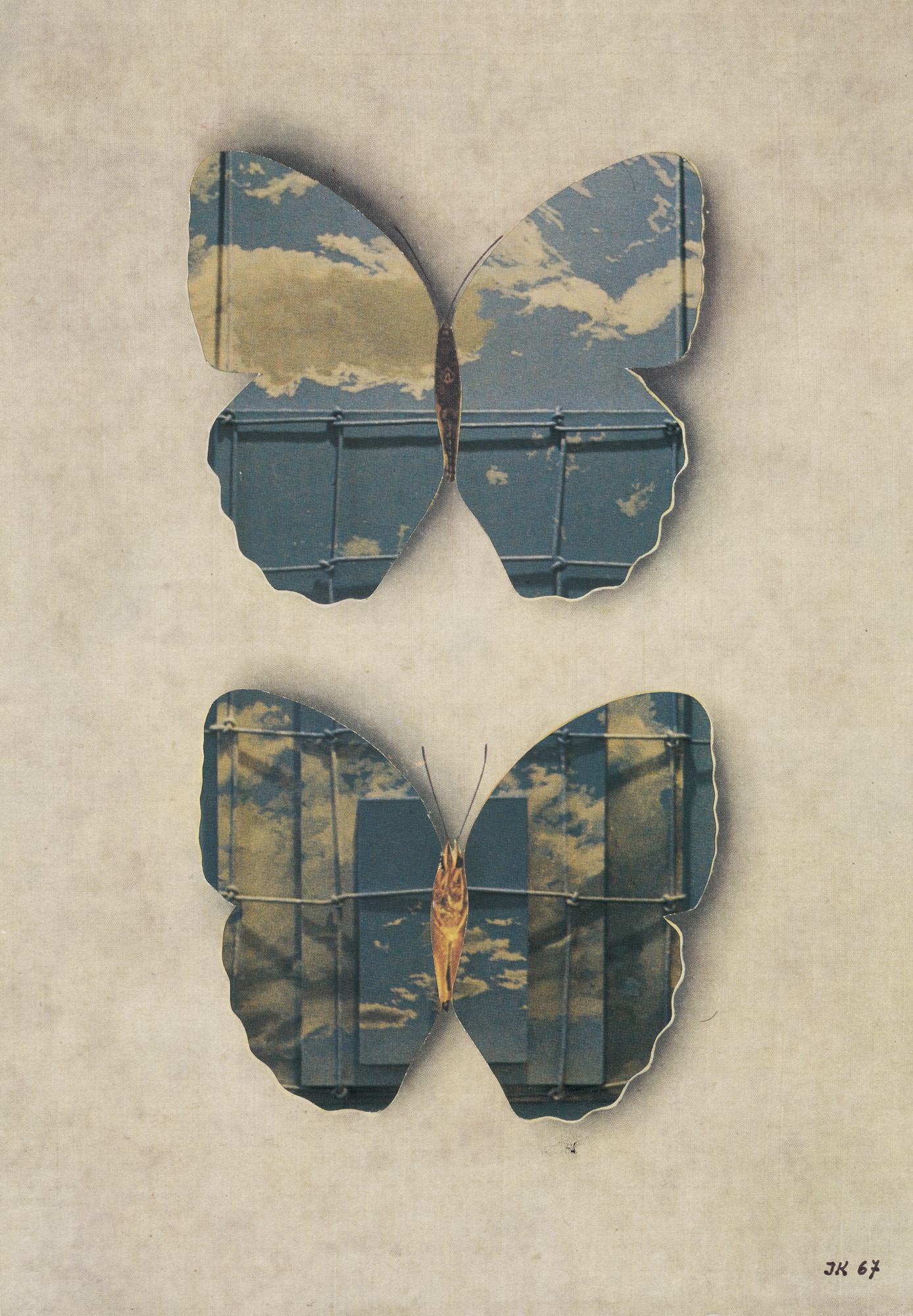 Jiri Kolar :: Butterflies, 1967. Collage of color offset prints fully mounted on cardboard. | src Jeschke van Vliet