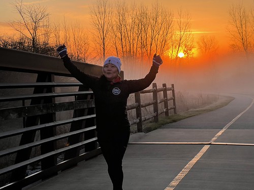 Sunrise, fog, bridge by cjjxray,