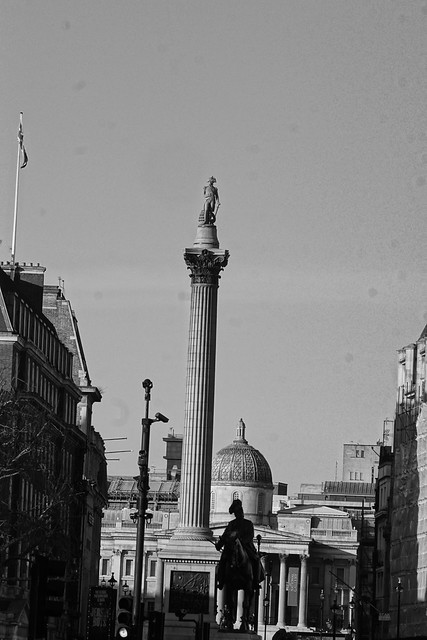 National Gallery and Admiral Horatio Nelson, Nelson's Column, William Railton (Sculptor), Trafalgar Square, Charing Cross, City of Westminster, London, WC2N 5DN