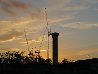 UK - Birmingham - Digbeth - Sunset over construction site