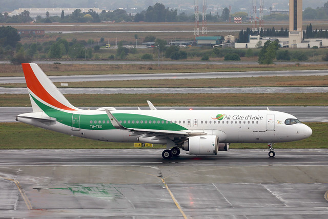 Air Côte d'Ivoire A320-251N TU-TSX departing JNB/FAOR