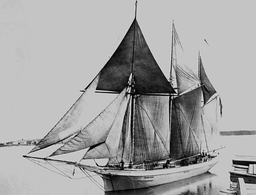 The schooner Rouse Simmons prior to her sinking. Wikimedia Commons. From Shipwrecks of the Great Lakes: The Rouse Simmons (the Christmas Tree Ship)