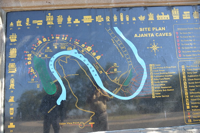 Site plan of the Ajanta Caves at the upper level viewpoint