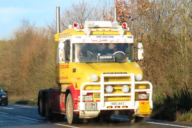 N.B Overland, Scania 144T V8 (NBO144T) On The A63 Selby Bypass, North Yorkshire 20/12/22