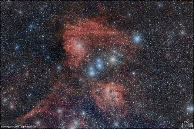 Flaming Star (IC405) and Tadpole Nebula (IC410)